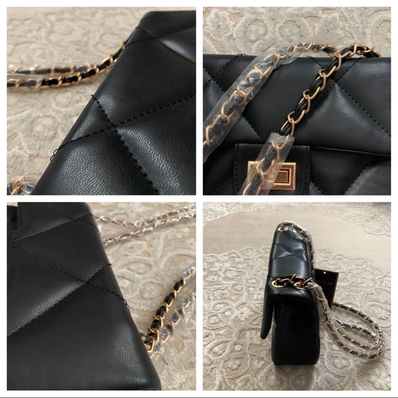 Black Quilted Shoulder Bag - Picture 7 of 14